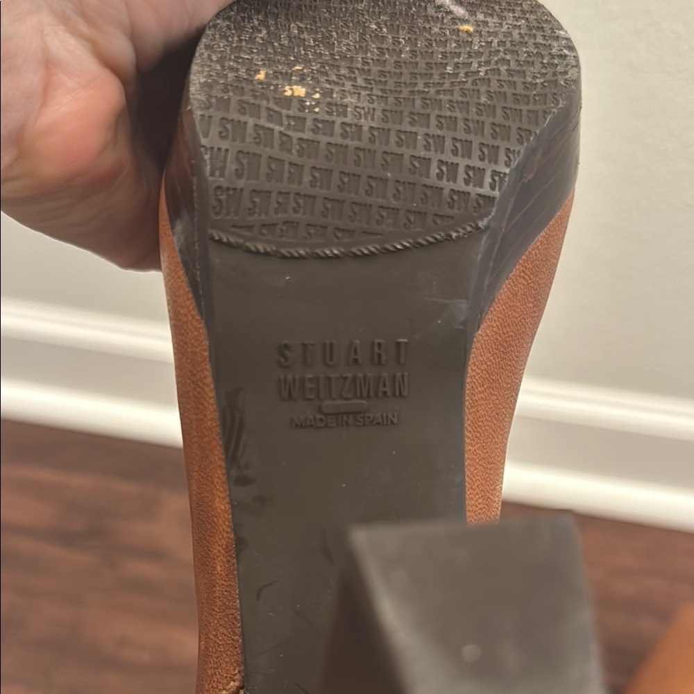 Stuart Weitzman Brown Leather Knee-High Heel Boots - Picture 12 of 13